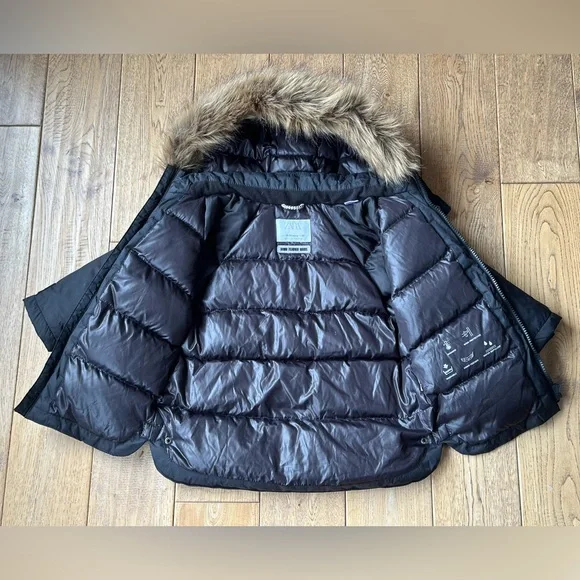 Zara Toddler Black Down Hooded Jacket size 18-24 Months - Picture 6 of 9